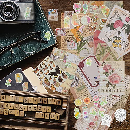 Vondyu 260 Pieces Vintage Scrapbook Supplies Kit, Retro Aesthetic Decorative Craft Paper & Stickers For Junk Journal, Diy Photo Album, Planners, Collage, Picture Frames (Flower Theme) #TOP3
