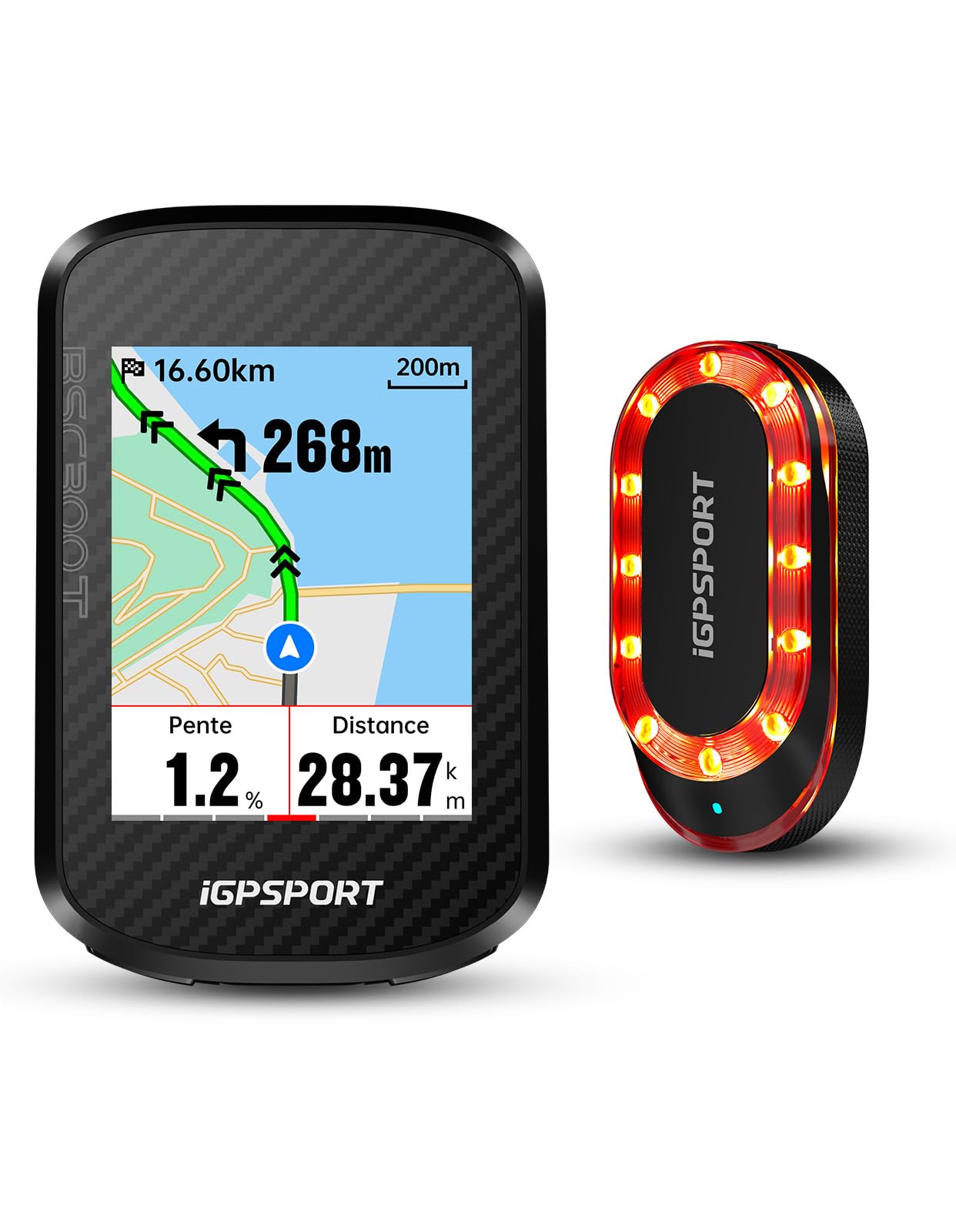 iGPSPORT BSC300T Compteur Velo sans Fil et SR Mini Feu Arriere Velo Radar