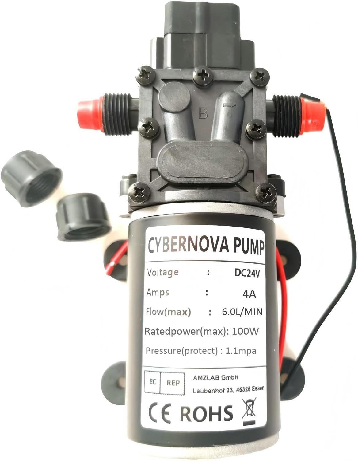 CYBERNOVA DC 24V 6-7L /MIN Pompe à membrane intelligente (avec pressostat) Pompe à eau auto-amorçante silencieuse pour Caravane/Bateau/Jardin/Gamper Nettoyage/Pulvérisation
