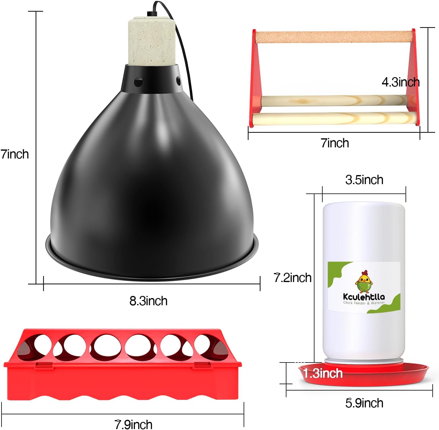 All-in-One Chick Brooder Kit with 75W Adjustable Heat Lamp, Spill-Proof Feeder & Waterer, and Rust-Proof Perch Stand for 5–15 Chicks