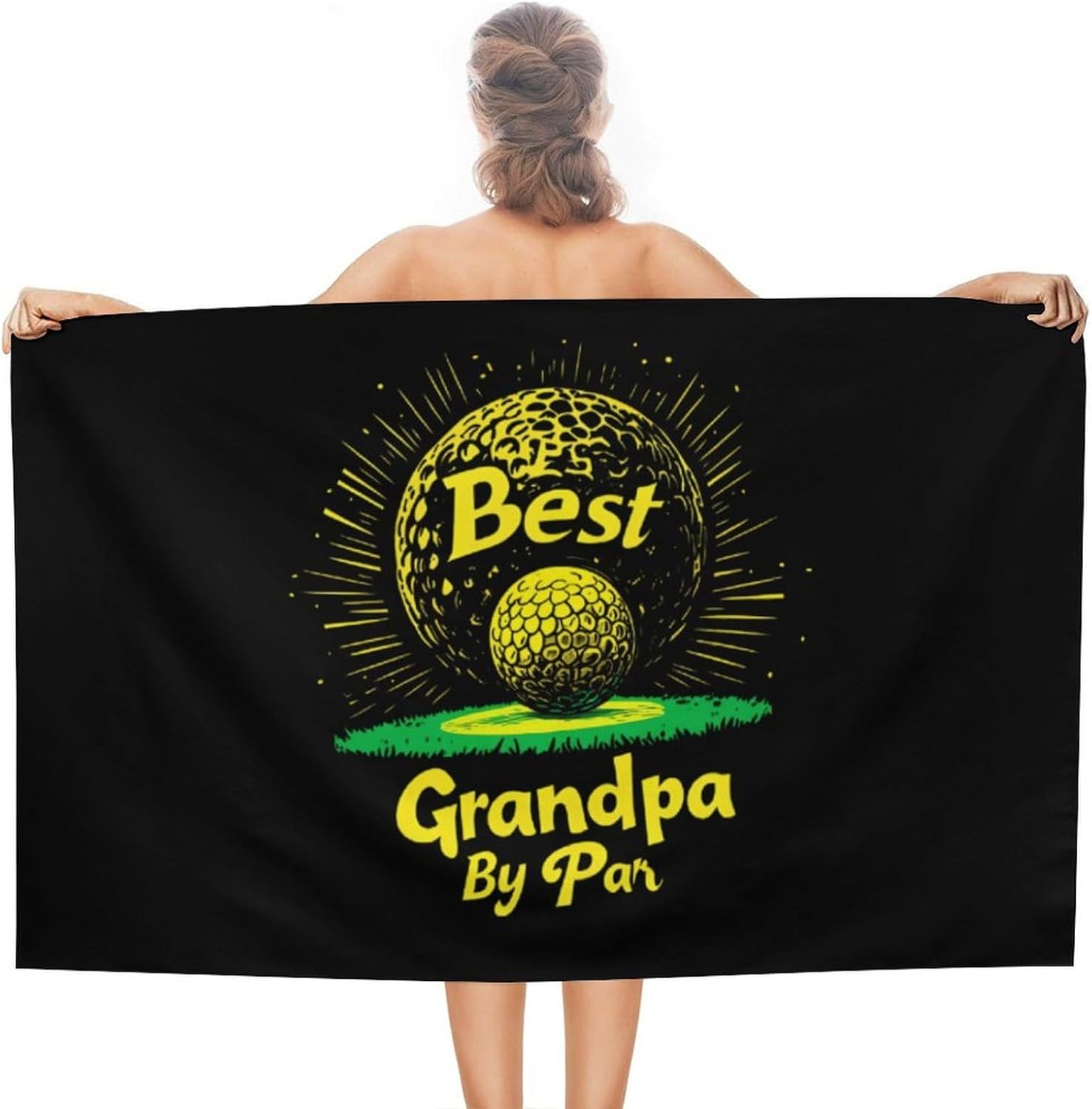 Best Grandpa by Par Oversized Beach Towel Soft Absorbent Pool Bath Swim Towels for Adults Travel Vacation Gifts 130x80cm