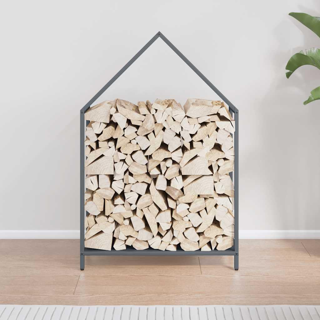 Brennholzregal Anthrazit 60x25x90 cm aus kaltgewalztem Stahl für stabile Holzlagerung im Innen- und Außenbereich mit großem Fassungsvermögen, einfacher Montage, geeignet für Wohnzimmer
