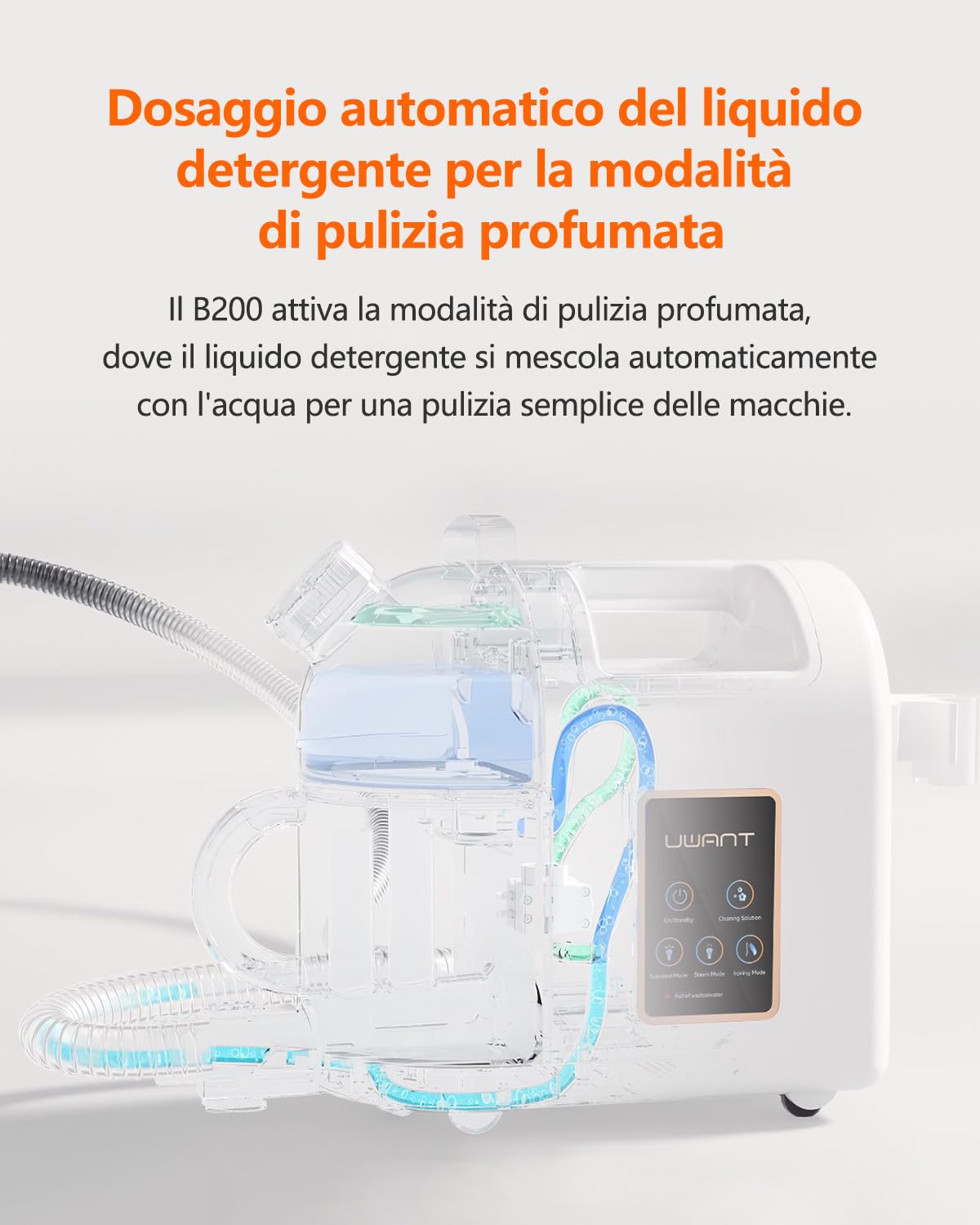 Uwant B200, Lavatappeti, Pulisci divani a vapore, 1900 W, Per Tappeti, Divani, Tende e Abbigliamento | 74DB, 12000Pa