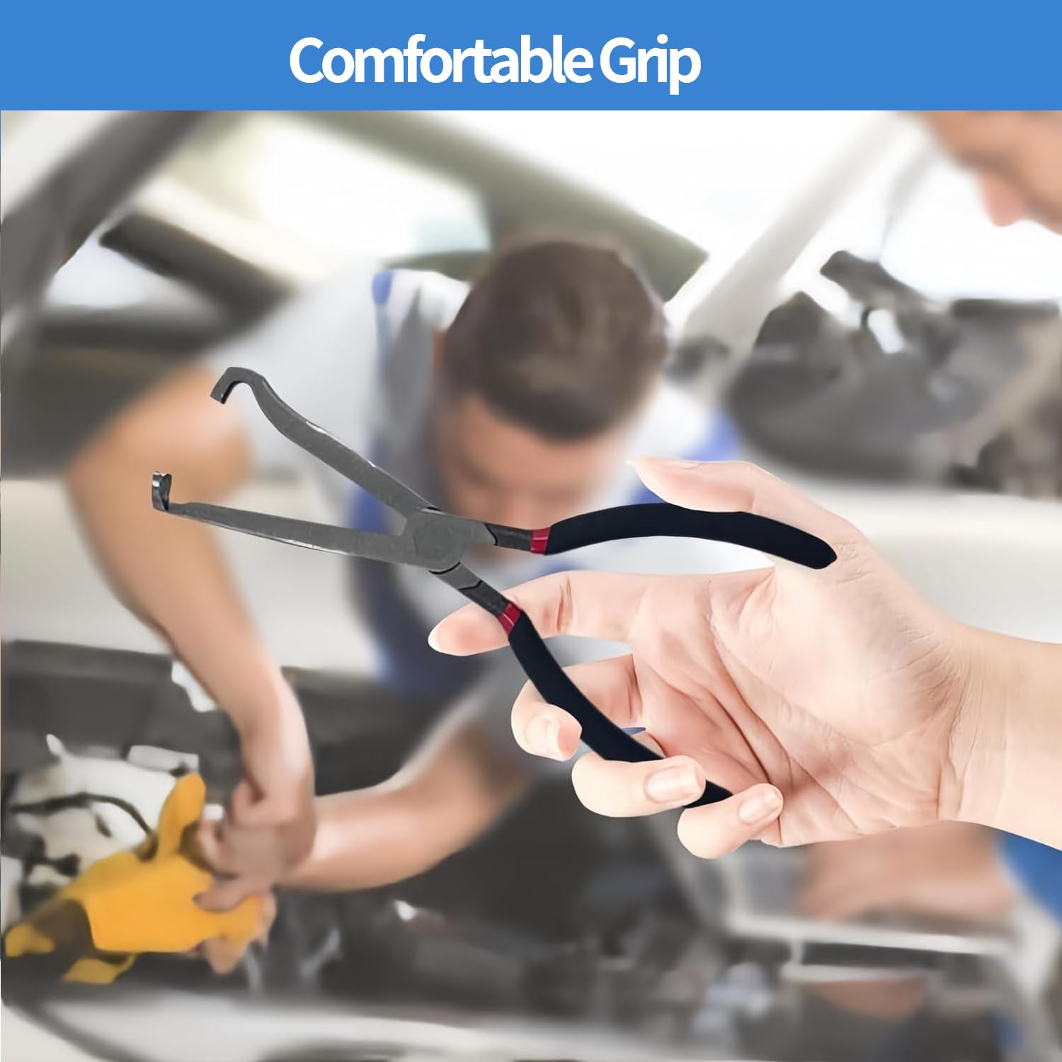 Pinza per scollegamento elettrico, 37960 Pinza lunga per rimozione candela, Scollegare connettori elettrici automobilistici, Fascetta stringitubo per tubi