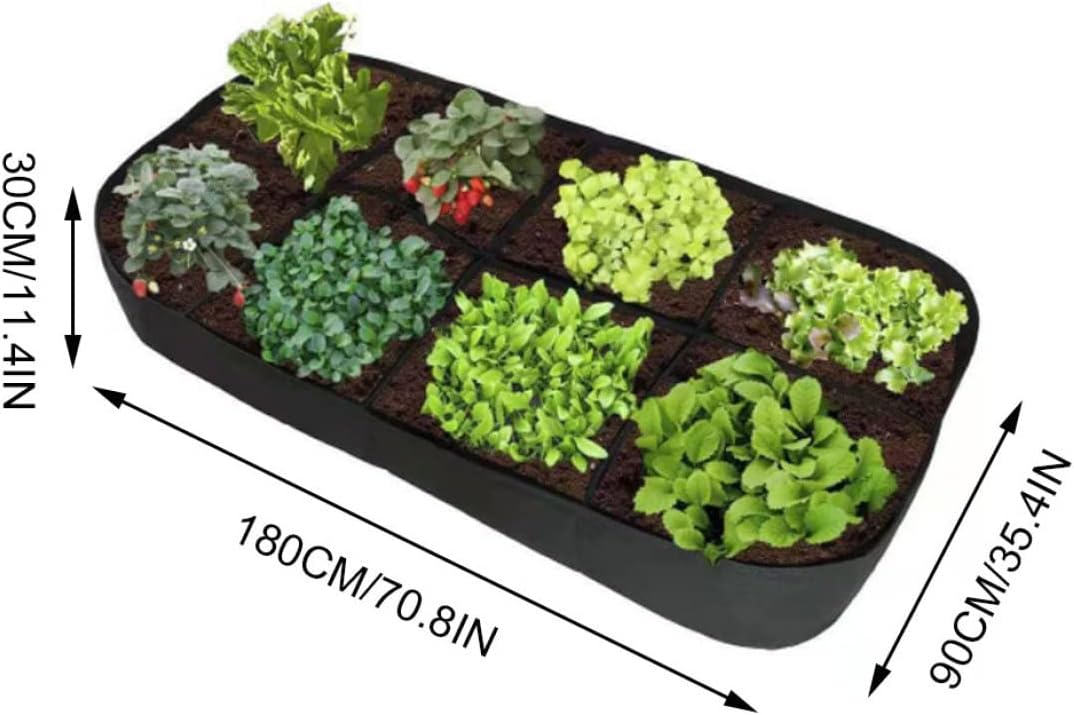 Gardening Plant Grow Bags, Fabric Grow Beds, Rectangular Grow Bags, Breathable Potato Tomato Grow Pots for Outdoor Vegetable Plants Flowers (Black)
