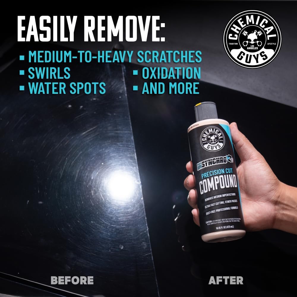 Chemical Guys InSynchro V43 Compound - 16 oz Heavy Cut Polish for Cars, Trucks, SUVs, Motorcycles, and RVs - Removes Heavy Scratches, Oxidation, and Swirl Marks - Restores Paint Gloss and Clarity