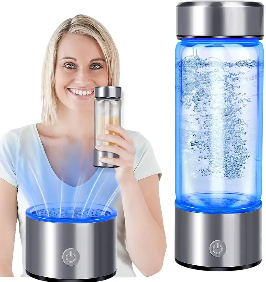 20.5 x 7 CM, Copo de Saúde Portátil Rico em Hidrogênio, Gerador de Garrafa de Água de Hidrogênio, Ionizador de Agua, Máquina Ionizadora de Água de Hidrogênio Recarregável para Viagens em Casa