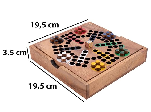 Engelhart- 350330 - Juego de Ludo en una Caja de Madera - versión de los Caballos - Juego del dada de Madera