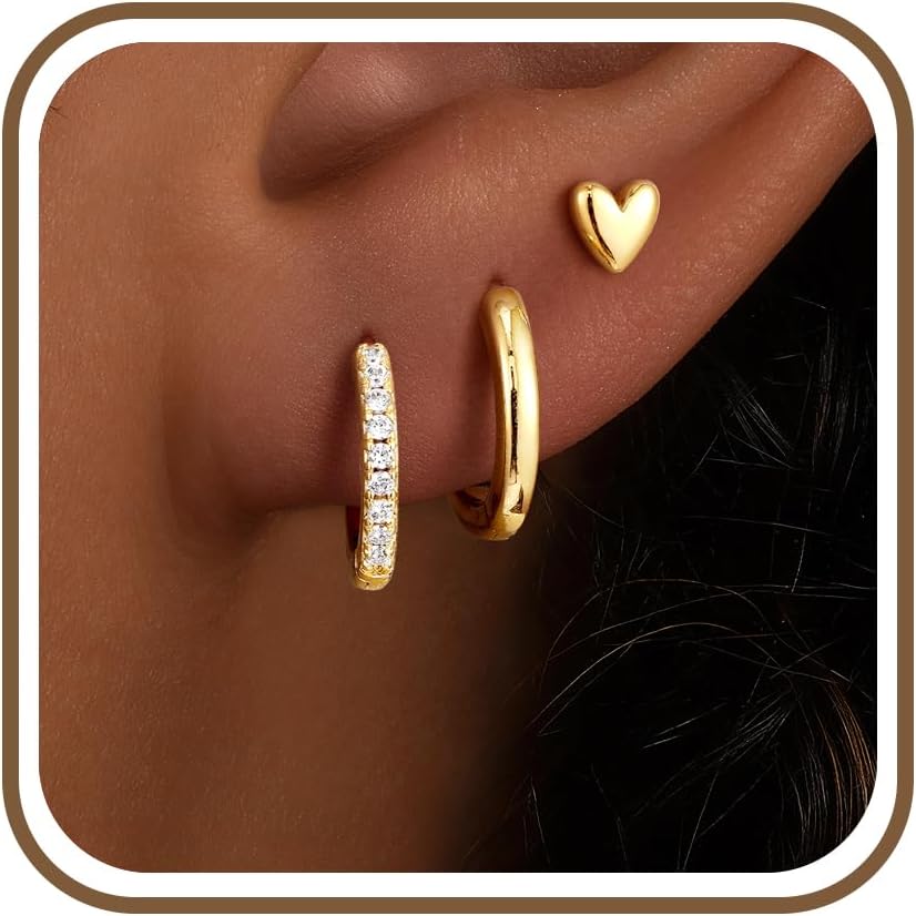 TURANDOSS Gold Stud Hoop Earrings for Women Girls