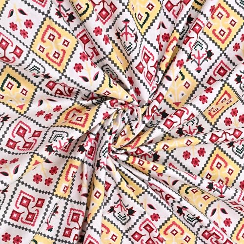 Image of India 100% Pure Cotton Jaipuri Printed Double Bedsheet with 2 Pillow Covers | Traditional Sanganeri Floral Design | Soft Breathable Fabric | King Size Bedsheet for Bedroom (Kaya38)
