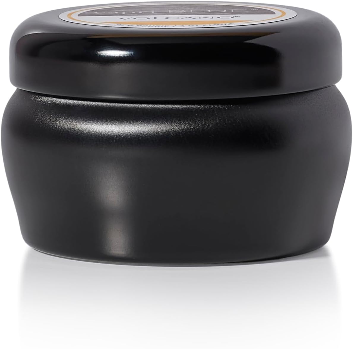 Capri Blue Volcano Scented Mini Tin Jar Candle - Printed Mini Tin Candles for Home Scented with Tropical Fruit & Sugared Citrus - Long Lasting Soy Wax Blend - Black (3 oz)