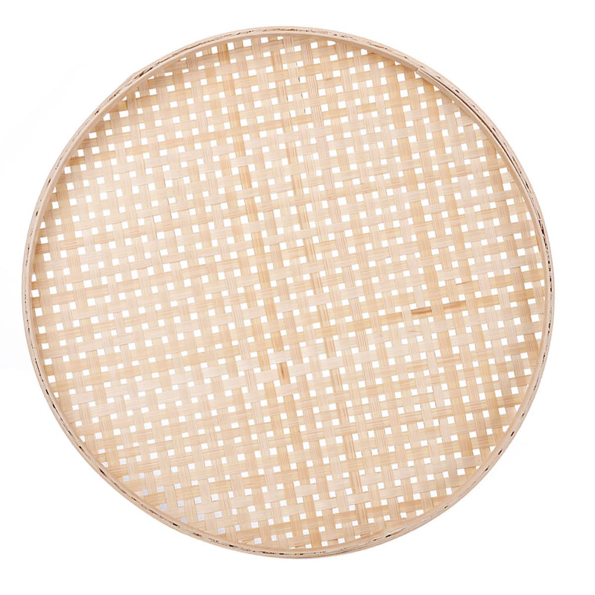 STOBAZA 1pc Bamboo Sieve Drying Basket Bread Storage Basket Rattan Flat Wicker Tray Fruit Bamboo Colander Sieve Round Storage Basket Bamboo Weaving Basket Wall Hanging Nonporous