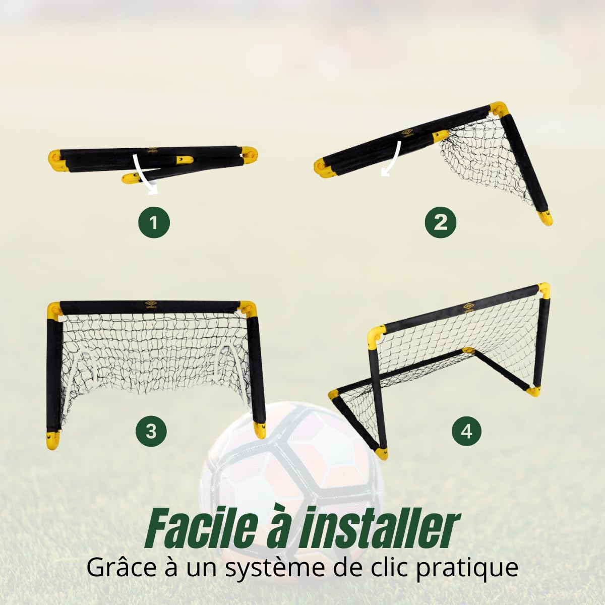 Umbro Cage de Foot Enfant 90 x 59 x 61 cm Kit Entrainement Football Exterieur Interieur Noir/Jaune