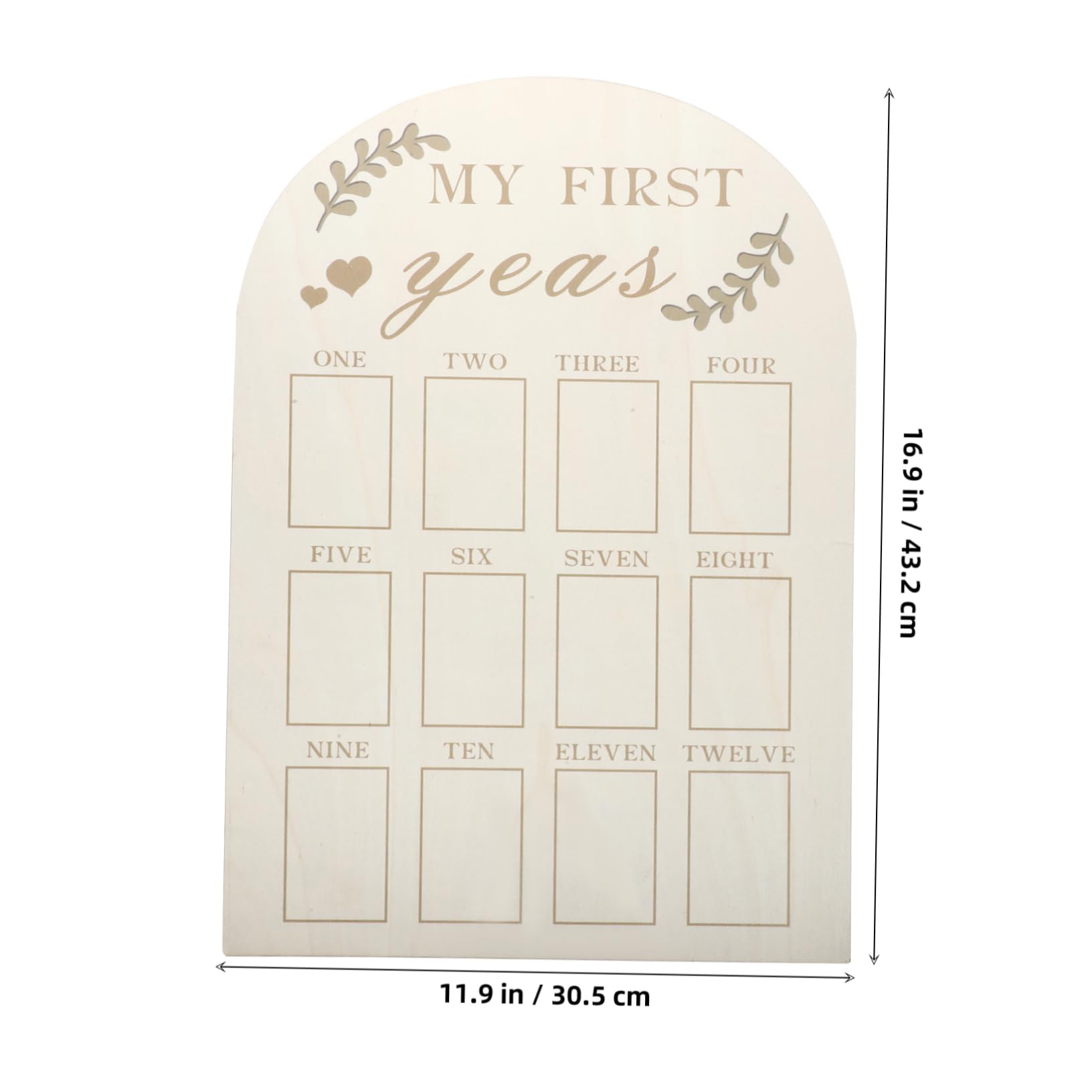 PRETYZOOM Wooden Baby Memorial Photo Frame First Year Photo Display Newborn Milestone Board Decorative Picture Frame