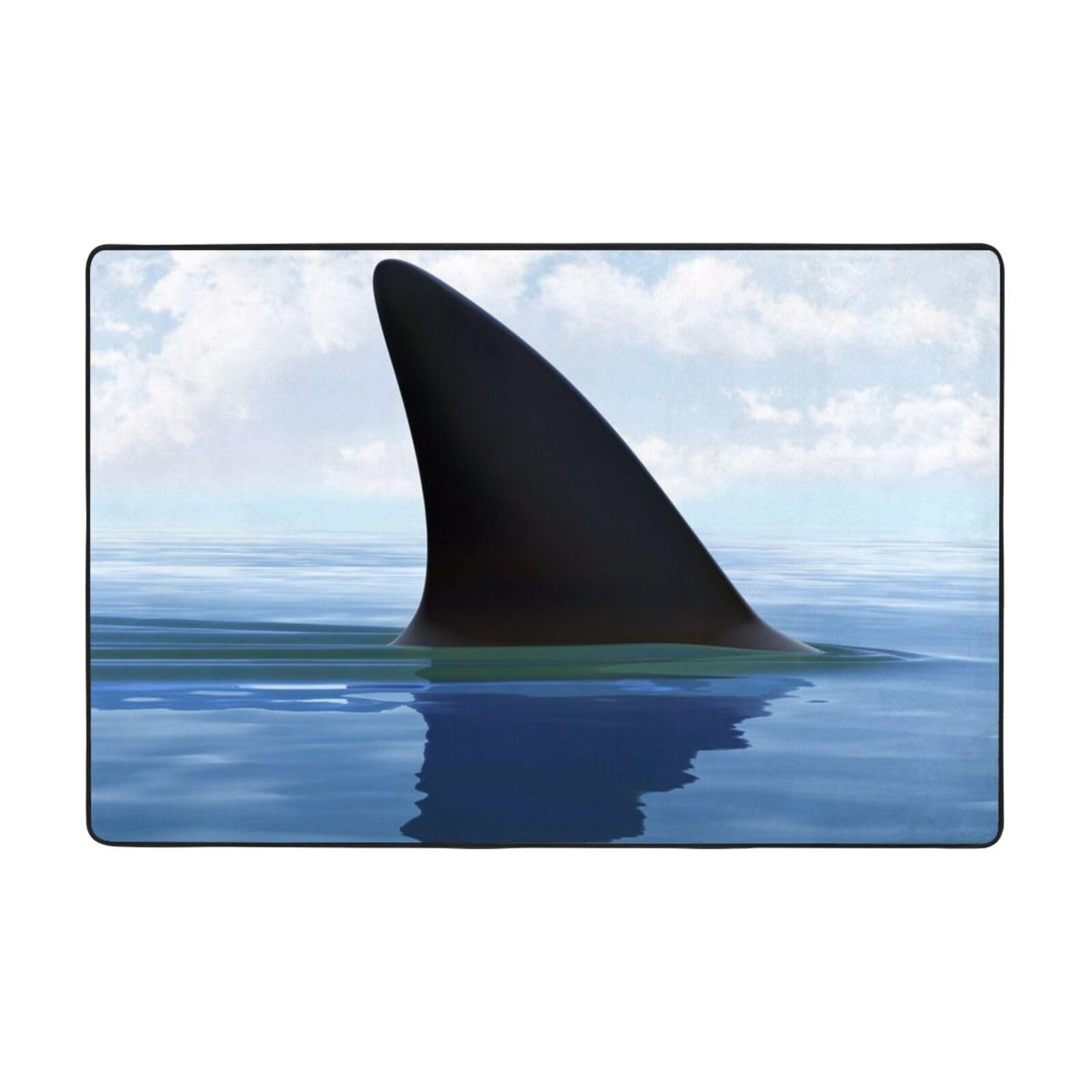 Tapis rectangulaire requin Sneaking en flanelle antidérapante pour salon et chambre