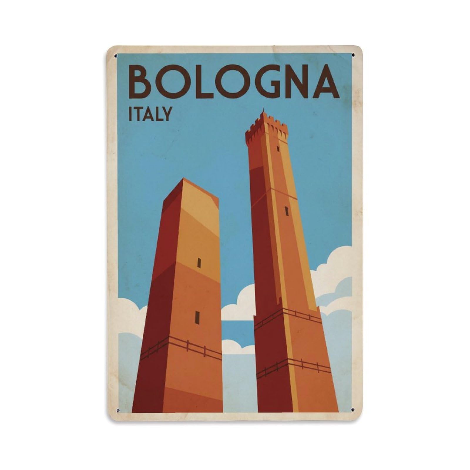 Retro Travel Italy Bologna Metal Tin Sign