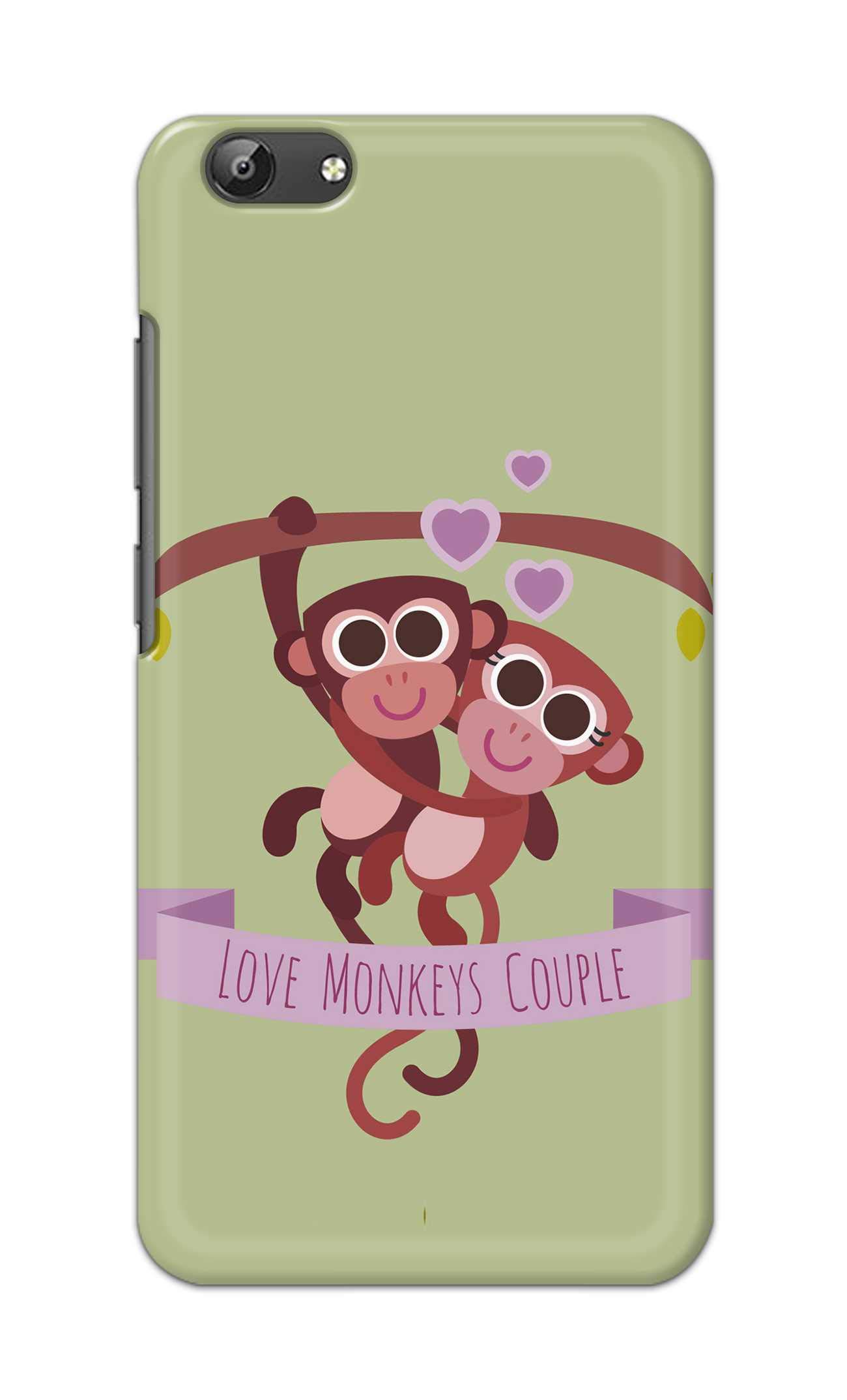PRINTFIDAA Love Monkeys Couple Olive Background Printed Designer Case for Vivo Y69 Back Cover