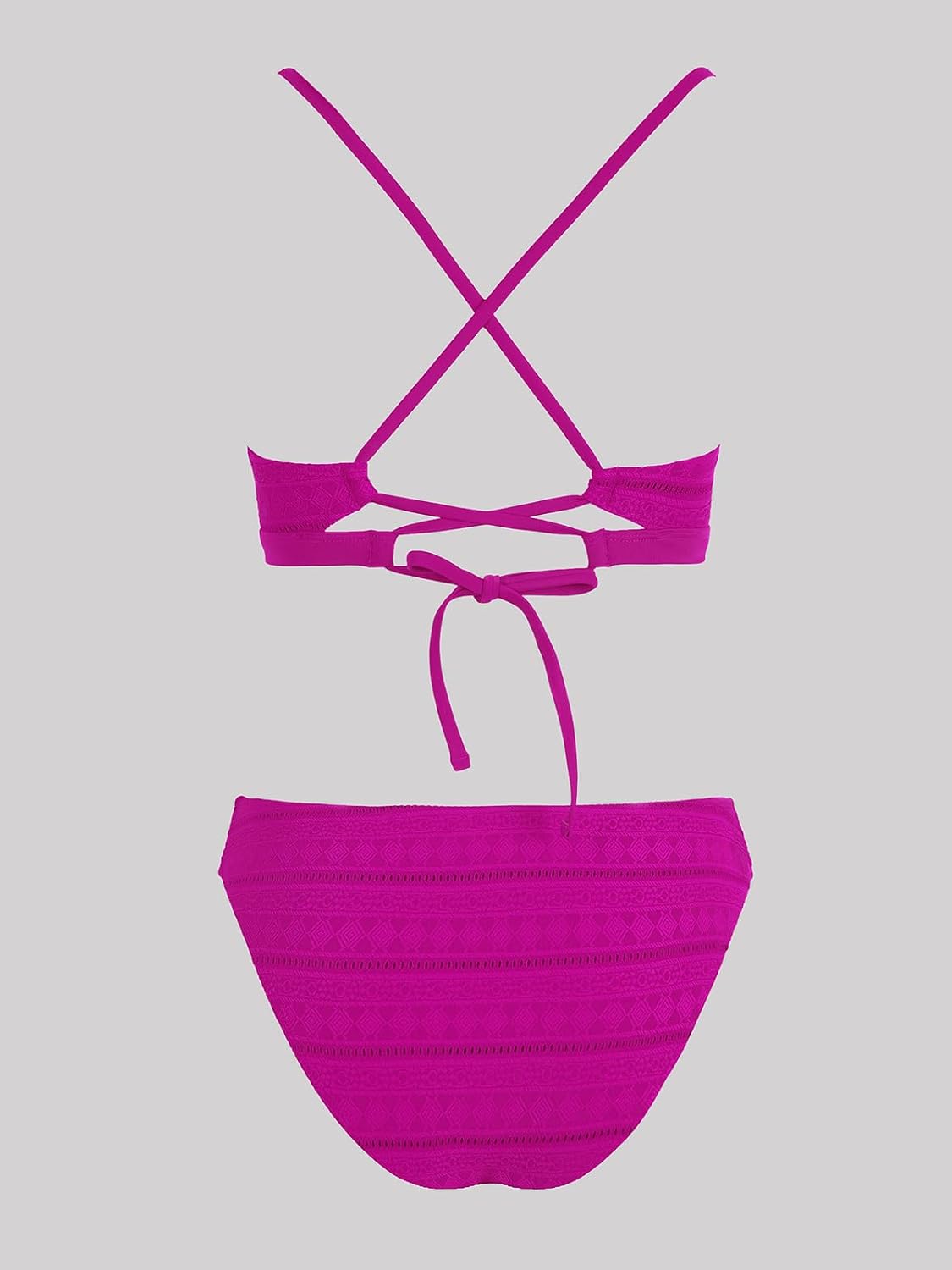CUPSHE Bikini Set for Women Medium Magenta Two Piece Swimsuits V Neck Low Rise Crisscross Back Self Tie Spaghetti Straps