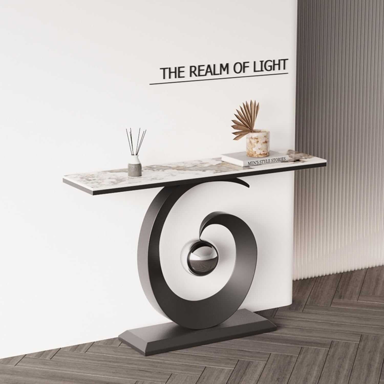 Entryway Table, Modern Console Sofa Table, Narrow Console Table with Metal Frame, Sturdy & Reliable Structure Sofa Table, for Hallway, Entrance, Foyer, Living Room(Black B,80cm/31.5in)