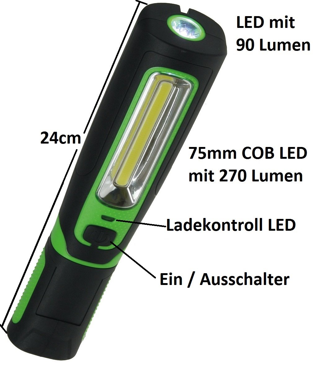Lampa prętowa LED z akumulatorowym uchwytem magnetycznym, 3 W, 360 lumenów, IP44, do zastosowania mobilnego, na kemping, do warsztatu, piwnicy, na zewnątrz