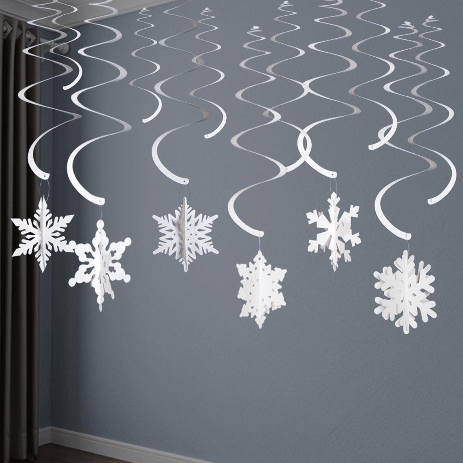 30 Décorations De Noël à Suspendre - Sapin, Cloche, Renne, Flocon - Pour Plafond Et Mur Intérieur - 9