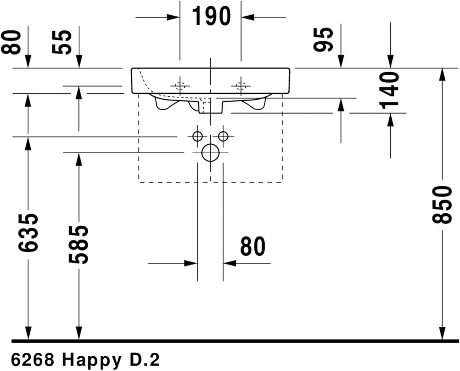 Duravit 0710500000 Happy D.2 20" Ceramic Vanity Top