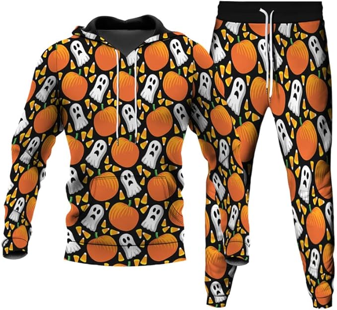 ATZTD Halloween joggingbroek voor heren en hoodie trainingspak hoodie pullover joggingbroek uniseks set (Halloween2,6XL ATZTD Halloween joggingbroek voor heren en hoodie trainingspak hoodie pullover joggingbroek uniseks set (Halloween2,6XL