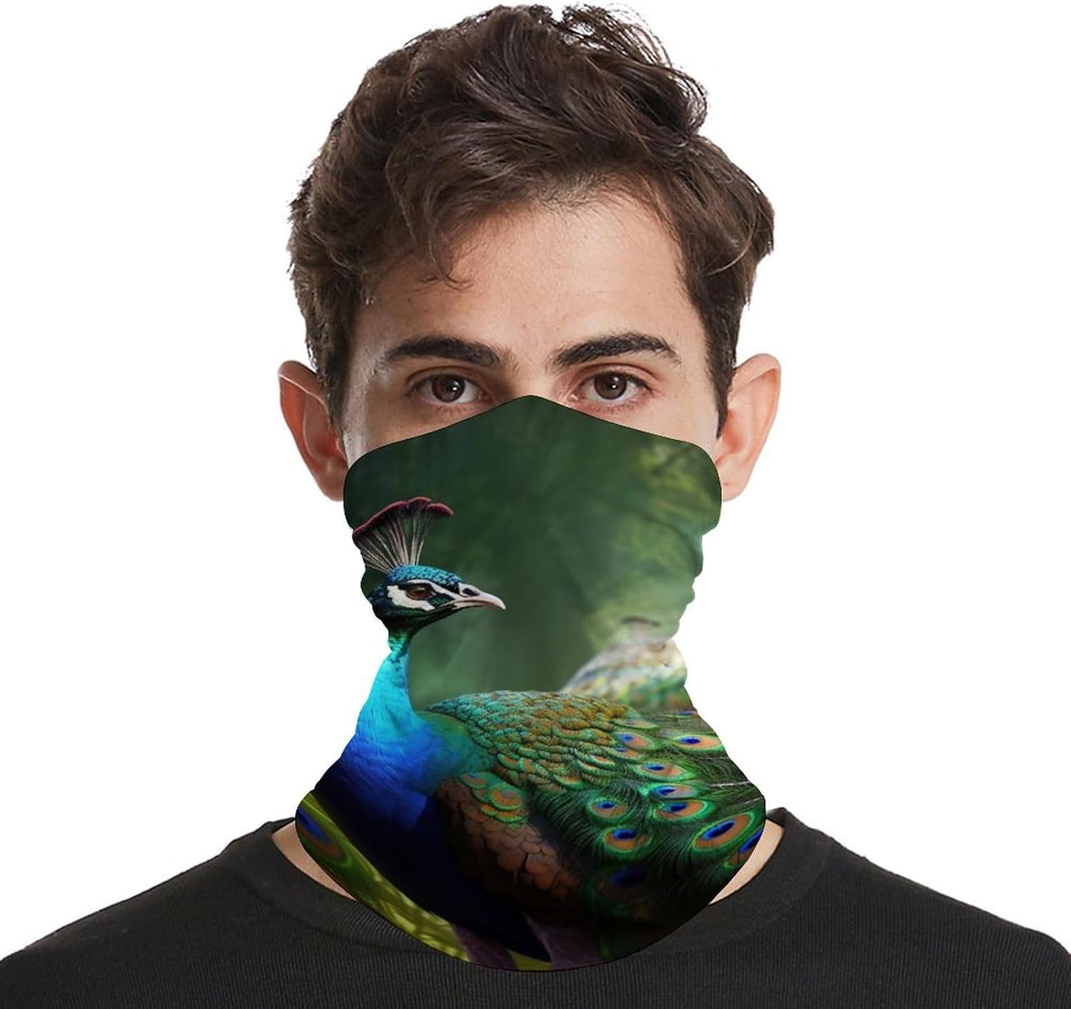 Colorful Peacock Winter Neck Gaiter Windproof Face Cover Scarf Stylish Warmer Bandana Cloth Soft Face Mask for Men Women Sun Cooling Scarf for Skiing Hiking Cycling