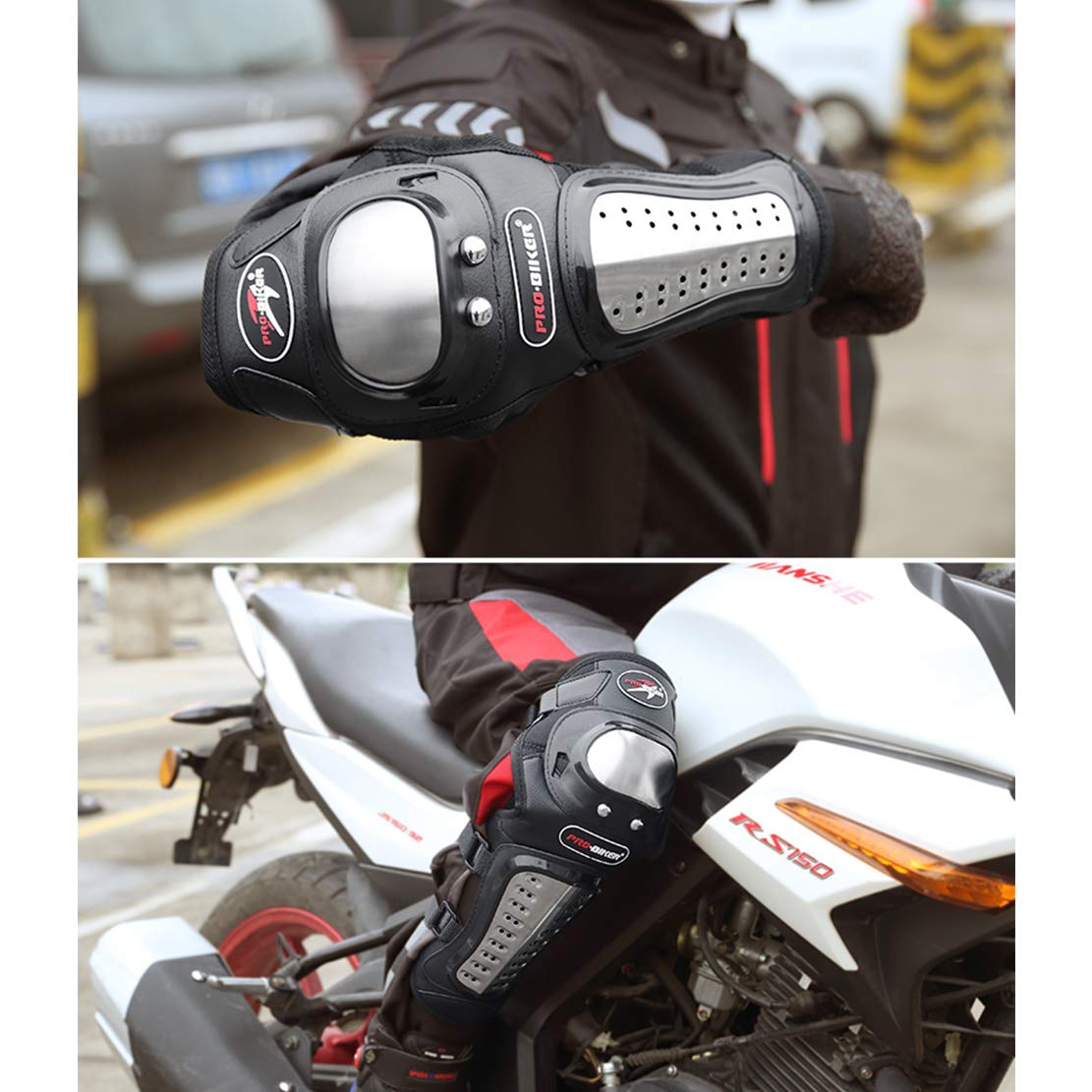 AKT Motorrad Knieschützer Pads Ellenbogenstütze Knieschutz 4 Teiliges Set Kreuz Motorradfahren Schutzausrüstung Anti-Fall 4 Jahreszeiten