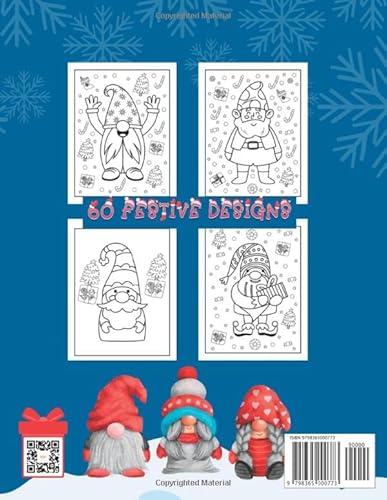 Christmas Gnomes Coloring Book for Kids and Adults: 60 Fun Holiday Themed Large Coloring Sheets