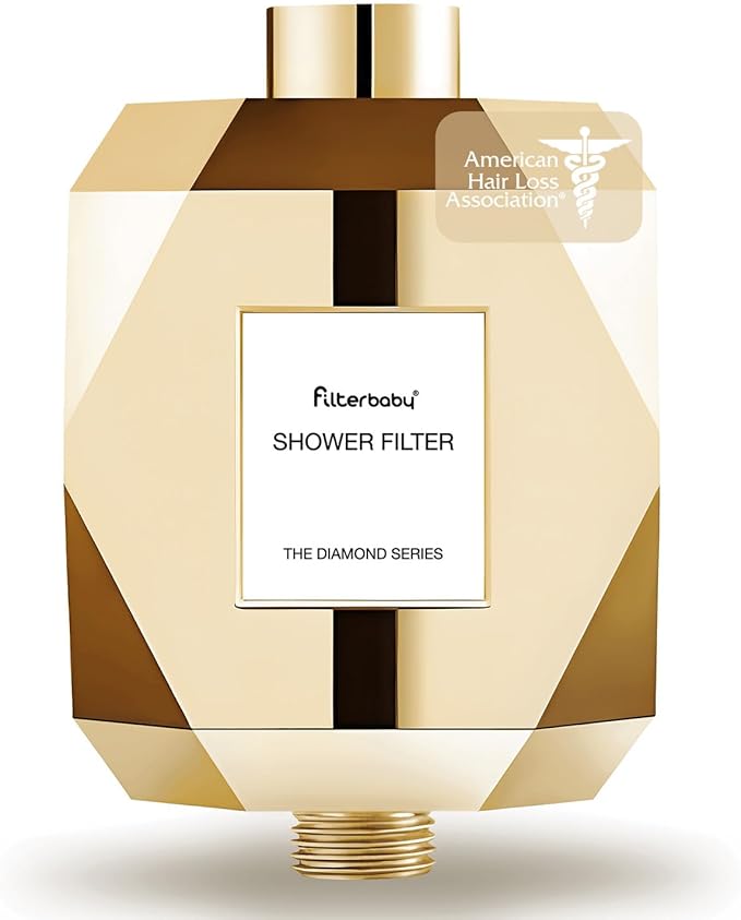 Filterbaby Diamond Shower Filter, IAPMO Certified to NSF177 Standard,Expert Developed Filter for Skin&Hair,Lab Tested to Reduce up to 99%Chlorine,Chloramine&Impurities,Eco Friendly Long Lasting,Chrome