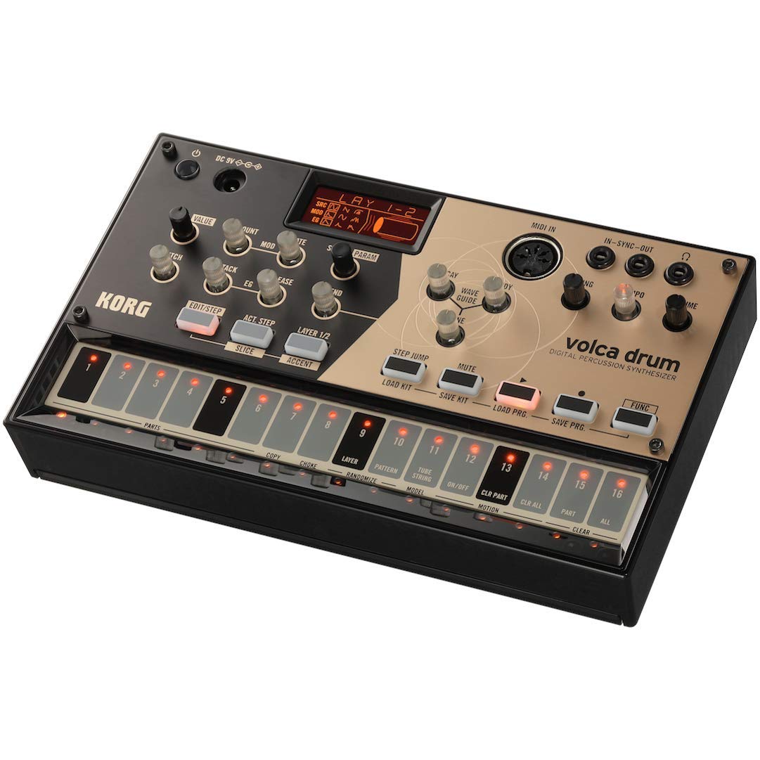 KORG volca drum Synthesizer, Digital Percussion Synth, Rhythm Machine, Analog Modeling, zum Erzeugen von Percussion- und Drum-Sounds & KA350 Stromversorgung für Monotribe
