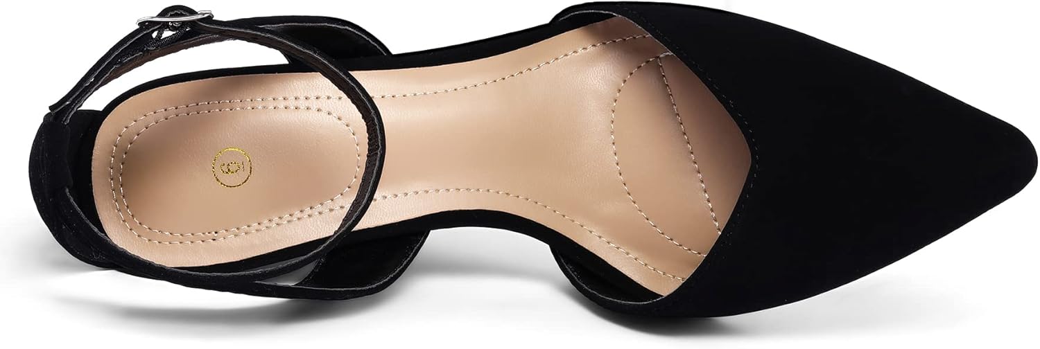 mysoft Women's Pumps Shoes Pointed Toe Kitten Low Heels Stiletto Ankle Strap Closed Toe Wedding Party Dress Sandals - Image 4