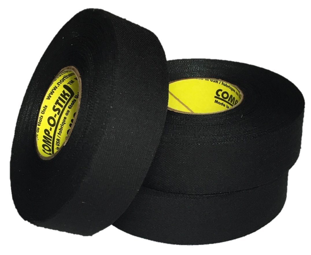 3 Rolls of Comp-O-Stik BLACK Hockey Lacrosse Bat Cloth Stick Tape ATHLETIC TAPE (3 Pack) Made In The U.S.A. 1" X 75'