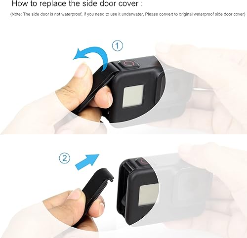 Miniatura 8 de SOONSUN Cubierta de puerta lateral de aluminio para GoPro Hero 8 negro extraíble batería puerta cubierta con puerto tipo C para GoPro Hero8 negro,