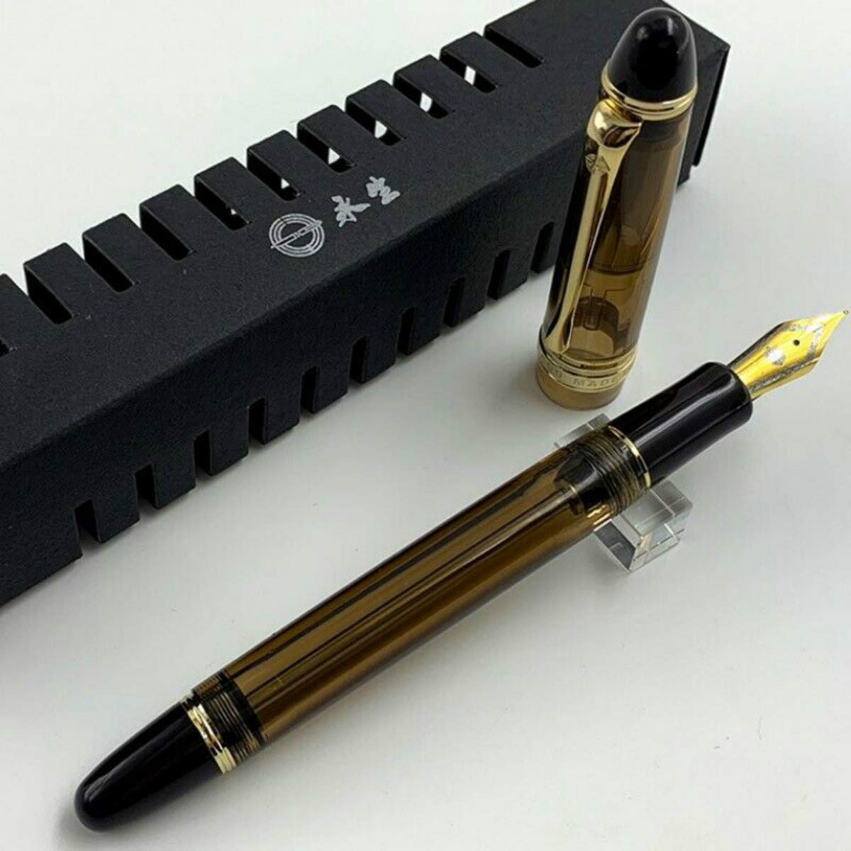 VIDOO 0.5Mm Nib Marrone Traslucido Vaccum Riempimento Fontana Penna Scrittura Regalo Ufficio Ufficio Forniture - B