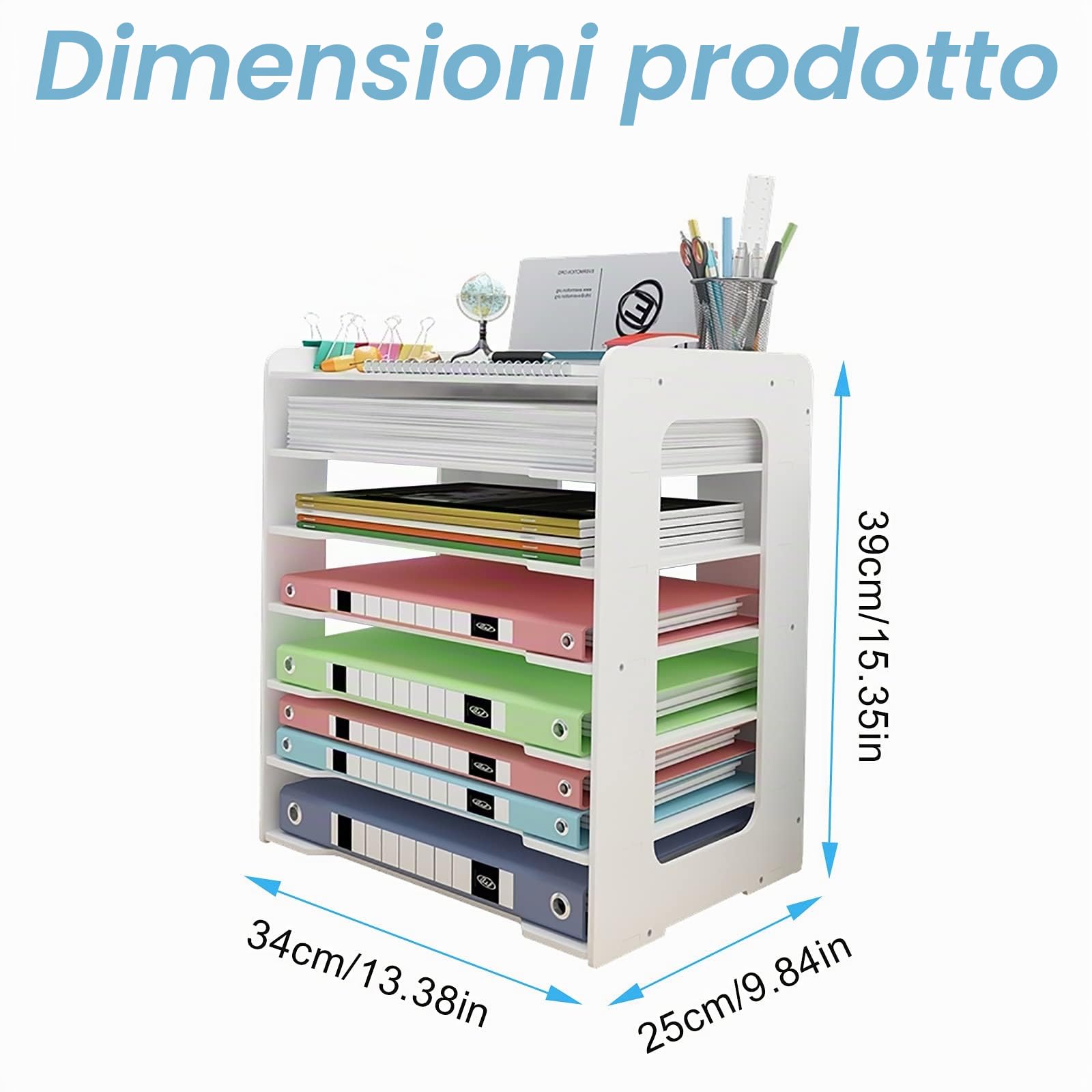Organizer da ufficio, organizer per scrivania, con ripiani per lettere, per documenti formato A4, per casa, ufficio e scuola (7 ripiani)