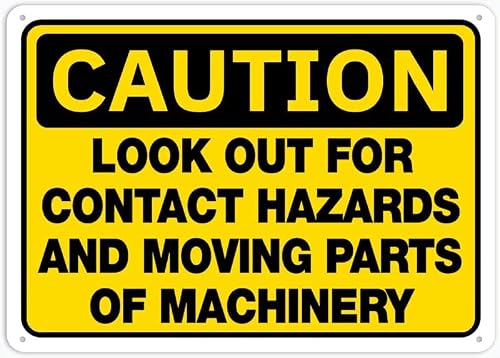 Xewazd A2176 Caution Safety Sign Look Out For Contact Hazards And Moving Parts Of Machinery 8"X12" Aluminum Tin Sign - Safety Warning Alert For Indoor & Outdoor Use