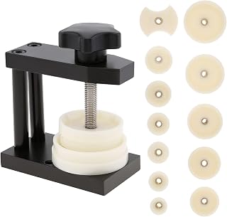 Manual Rotarys Watch Capping Machine Watch Bottom Cover Tool Watch Case Press Capping Machine Screw Type Capping Machine Manually Rotating Cover Tool with 12 Dies Pressing Repair Kit Tool