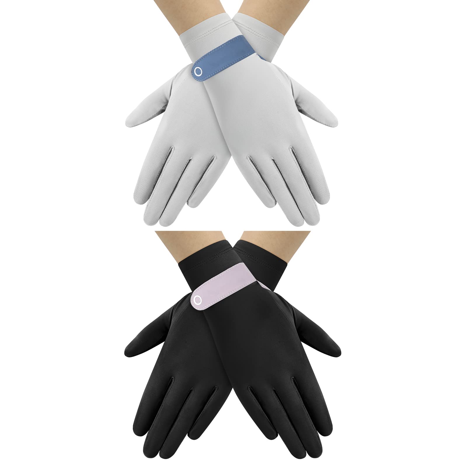 2 Pairs Sunblock Gloves Non Slip UV Protection Driving Gloves Summer Outdoor Gloves for Women and Girls