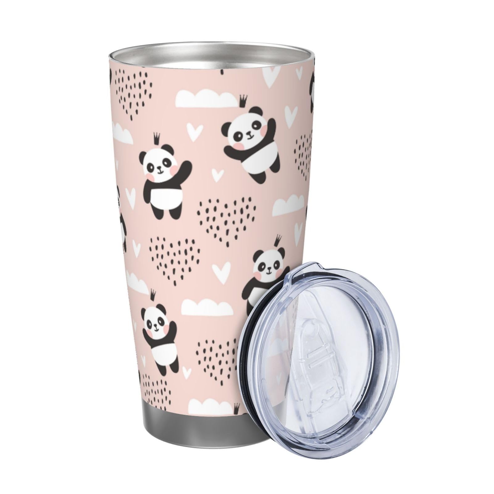Xinvast Panda Coffee Tumbler Vacuum Insulated Stainless Steel Water Bottle Travel Mug for Girl Women Friends Gifts 20 Oz