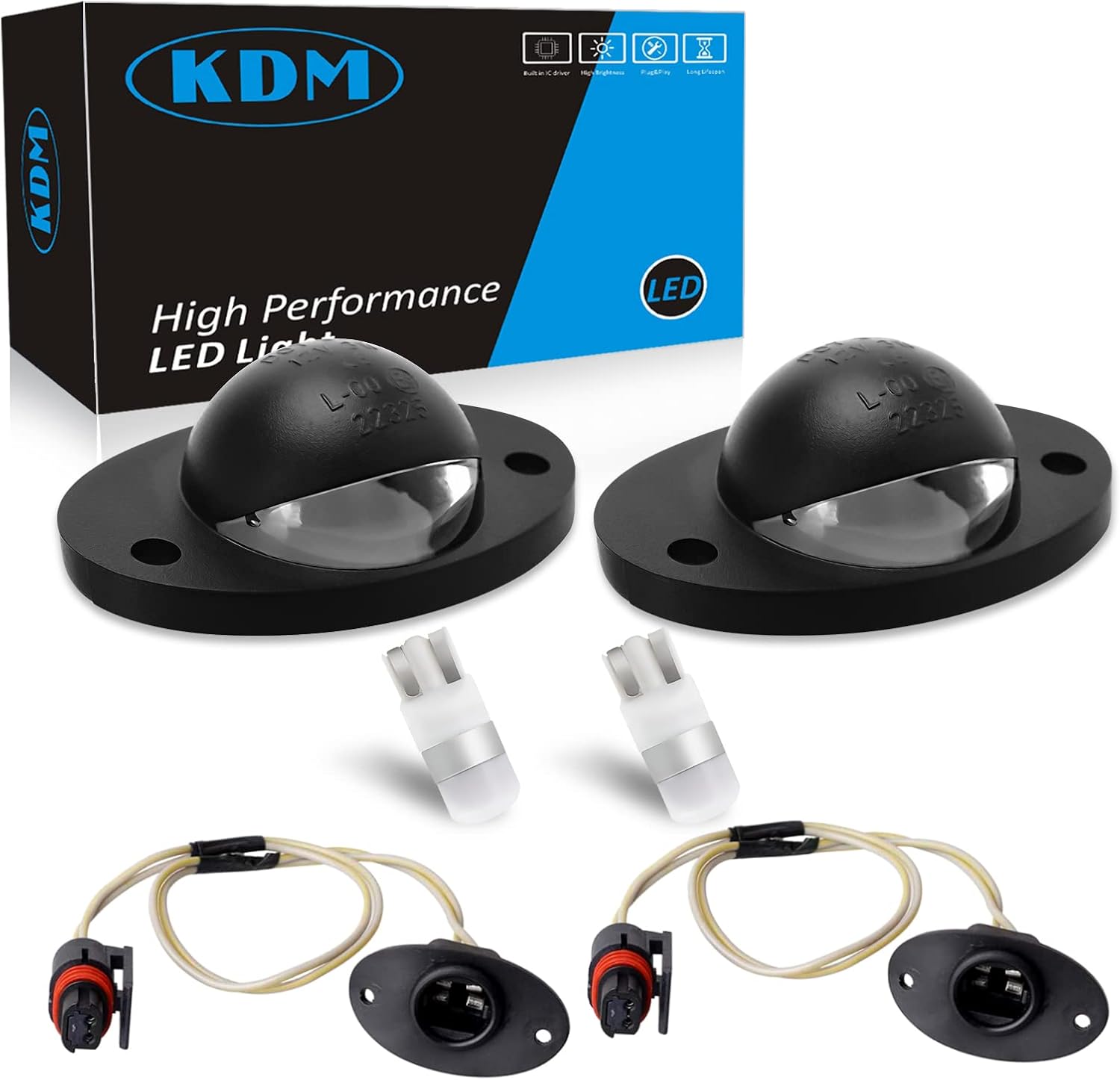 KDM LED License Plate Light Connector Socket Pigtail Wiring Receptacle Harness Assembly Fit for 1994-2002 Dodge Ram 1500 2500 3500 Pickup Truck，Black Housing Rear Bumper Tag Lamp