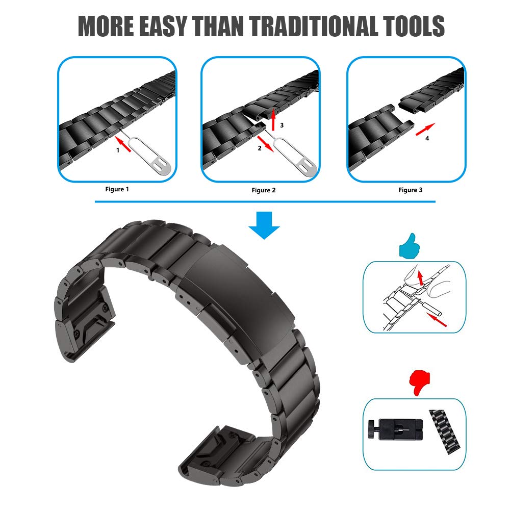 Pulsera de Aleación de Titanio Compatible con Fenix 6 Correa de Liberación Rápida de 22mm para Fenix 6 Pro/Fenix 5/Forerunner 935 Smart Watch