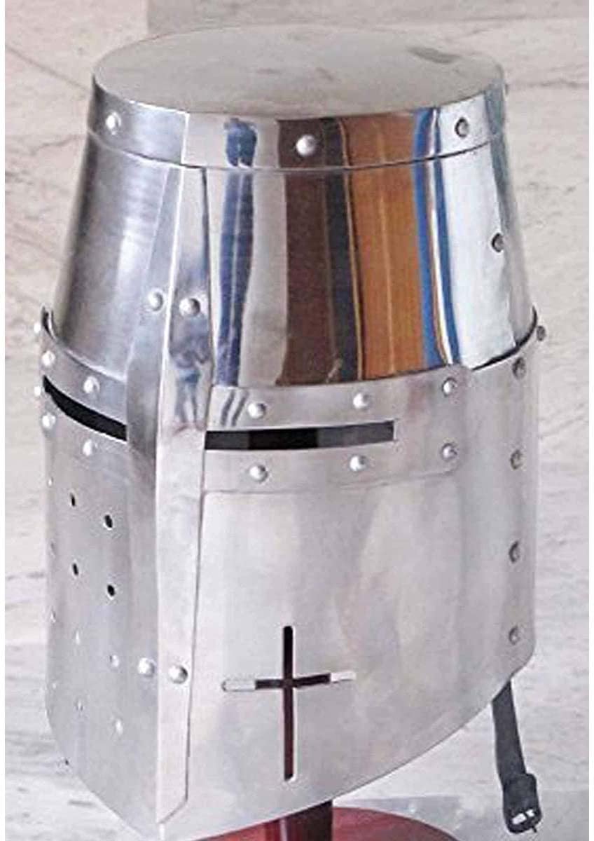 AnNafi® Medieval Templar Crusader Knight Armor Helmet | Greek Roman Spartan Armour | Silver Antique Helm A+ | Wearable for Adult Medieval Costumes Armour For SCA LARP Reenactment Cosplay Men Helm - Image 3