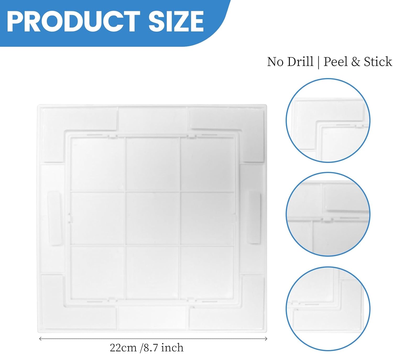 2Pcs Plumbing Access Panel for Drywall, 9×9 inch ABS Plumbing Cover Plates, Hidden Wall Panels for Pipes, Valves & Utility Maintenance (White)