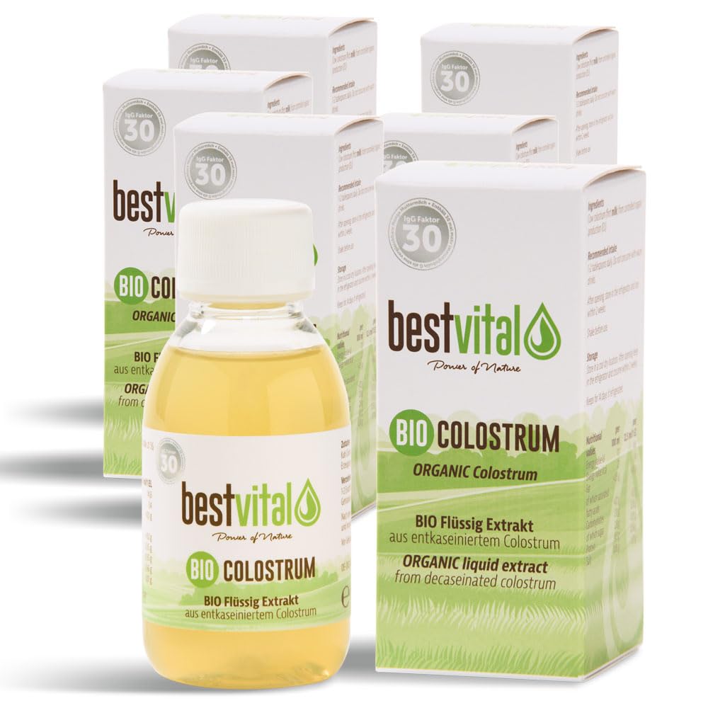 BIO Colostrum Liquid (6 x 125 ml Vorteilspack) - 100% reine Erstmilch aus DE & AT - laktosereduziert - flüssige Form - deutsches BIO-Siegel