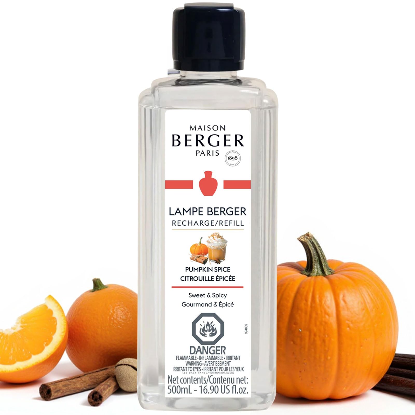 Pumpkin Spice - Lampe Berger Fragrance Refill for Home Fragrance Oil Diffuser - 16.9 Fluid Ounces - 500 milliliters
