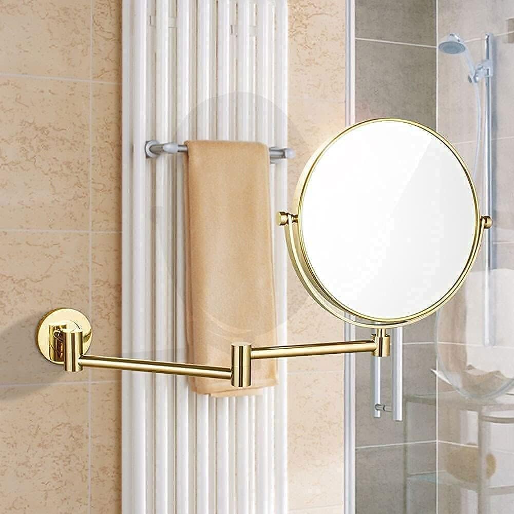 Vanity Mirror, Wall Mounted Makeup with 10X Magnification, 8 Inch Double Sided Magnifying, Cosmetic Shaving for Bathroom Gold