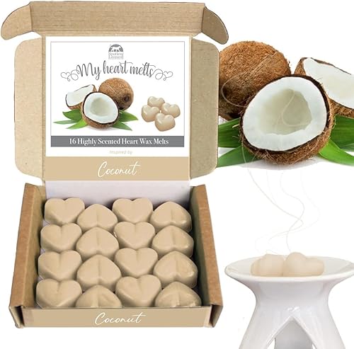 Miniatura 2 de Cera de vainilla para derretir  16 x 0.176 onzas en forma de corazón, fuerte cera perfumada de vainilla que se derrite en una elegante caja de