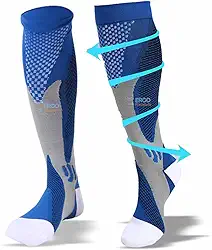 Par de Meia Cano Longo ¾ Alta Compressão Masculina Alivio Dor E Cansaço Nos Pés Para Trombose E Má Circulação Corrida Esportiva Ciclismo Bike Cross